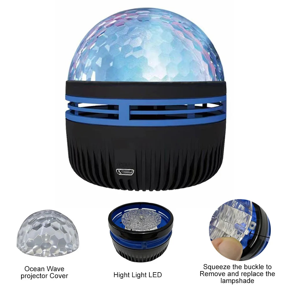 Projector Lamp – 7 Color Starry Ocean Wave Night Light