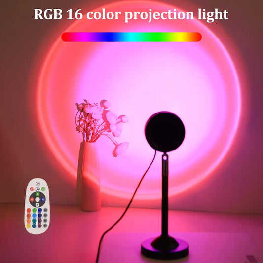 Sunset Projection Lamp – 16 Colors, Rotatable USB Light