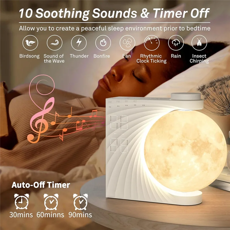 G6 Sunrise Alarm Clock with Moon Light & White Noise